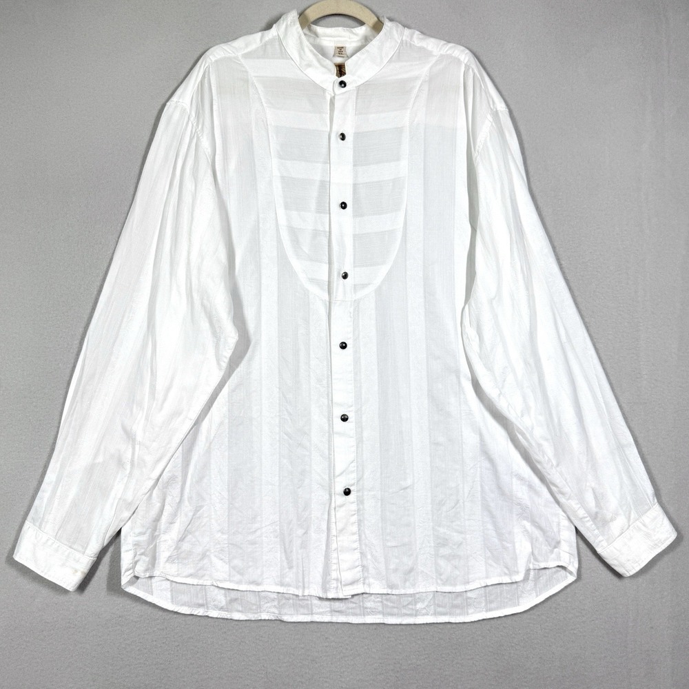 Wah Maker Frontier Clothing Shirt Mens XL Bib Front Band Collar Embossed Western